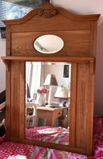 Te koop: Antieke eikenhouten spiegel, Antiek en Kunst, Antiek | Spiegels, Ophalen, Rechthoekig, 50 tot 100 cm, 100 tot 150 cm