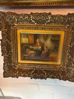 Oude schilderij van een interieur met figuren, Antiek en Kunst, Kunst | Schilderijen | Klassiek, Ophalen