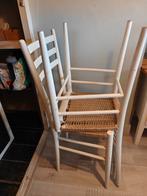 Elegante houten stoelen met kunststof vezel zitting, Gebruikt, Twee, Wit, Ophalen
