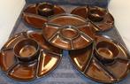 5 Vintage fondue tapas gourmet borden bruin jaren 70, Ophalen of Verzenden, Overige typen