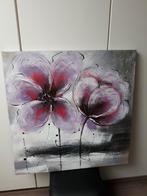Schilderij bloemen canvas 80x80, Antiek en Kunst, Ophalen