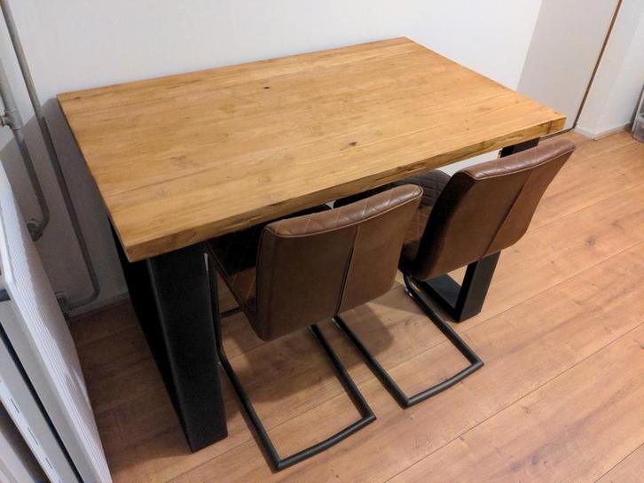 Eettafel / bartafel met 4 stoelen (Pronto Wonen), Huis en Inrichting, Tafels | Eettafels, Gebruikt, 100 tot 150 cm, 50 tot 100 cm