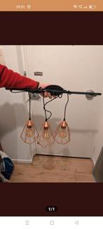 koperkleurige hanglamp, Huis en Inrichting, Lampen | Kroonluchters, Ophalen, Zo goed als nieuw