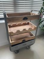 Bakkerskar trolley wijnrek kastje, Ophalen, Zo goed als nieuw, Minder dan 5 flessen, Metaal