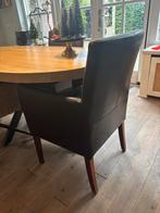 4 leren eetkamerstoelen, Huis en Inrichting, Stoelen, Gebruikt, Bruin, Leer, Ophalen of Verzenden