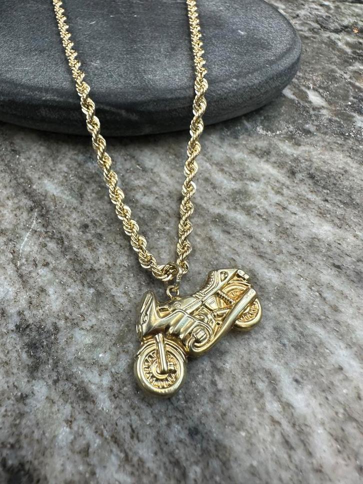 Gouden Rope Ketting met Motor Hanger, Sieraden, Tassen en Uiterlijk, Kettingen, Nieuw, Goud, Met hanger, Ophalen of Verzenden