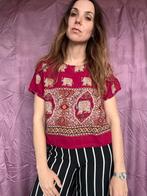 Vintage top - Thais - print - olifanten - S/36/small, Kleding | Dames, Ophalen of Verzenden, Gedragen, Maat 36 (S)
