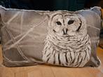 Kussen met uilenprint, Huis en Inrichting, Ophalen of Verzenden, Zo goed als nieuw, Grijs, Rechthoekig