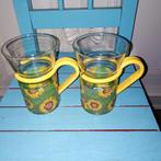 Theeglazen met zonnebloemen set van 2 stuks, Huis en Inrichting, Keuken | Servies, Ophalen, Glas of Glazen, Gebruikt, Glas