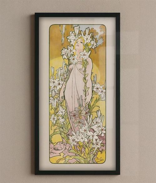 Alphonse Mucha Lily | the Flowers Verticale Poster, Verzamelen, Posters, Nieuw, A1 t/m A3, Rechthoekig Staand, Verzenden