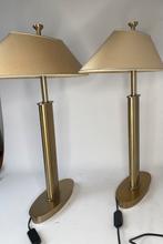 Paar vintage klasieke metalen tafellampen italiaanse, Gebruikt, Hollywood regency, Ophalen of Verzenden, Metaal