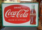 Orgineel oud emaille reclamebord Coca Cola Topstaat  Langcat, Verzamelen, Ophalen of Verzenden, Gebruikt, Reclamebord