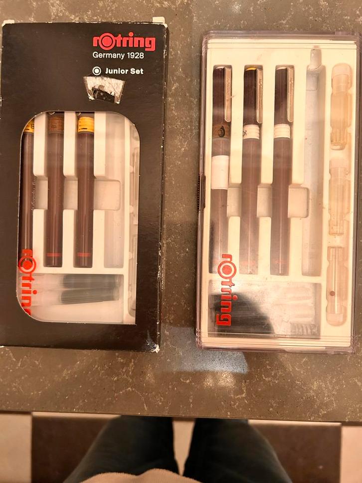Rotring vintage Tekenpennen Set - Jaren '80, Hobby en Vrije tijd, Tekenen, Gebruikt, Potlood of Stift, Ophalen of Verzenden