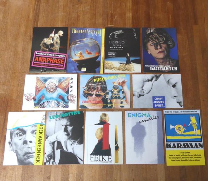 Theater kaarten ansichtkaarten jaren '90 12 stuks Wim Visser, Verzamelen, Ansichtkaarten | Themakaarten, Ongelopen, 1980 tot heden