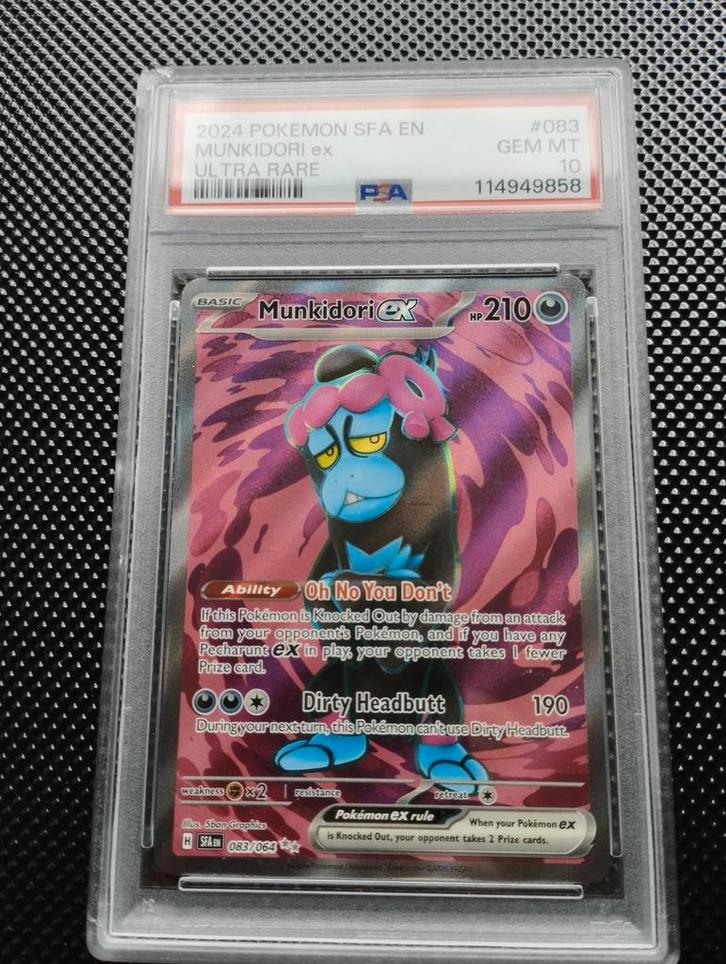 PSA10 Munkidori EX holo Pokemon kaart shrouded fable ultra, Hobby en Vrije tijd, Verzamelkaartspellen | Pokémon, Zo goed als nieuw