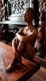 Bronzen beeld naakt yoga vrouw- Naakte vrouw sculptuur brons, Antiek en Kunst, Ophalen of Verzenden, Brons