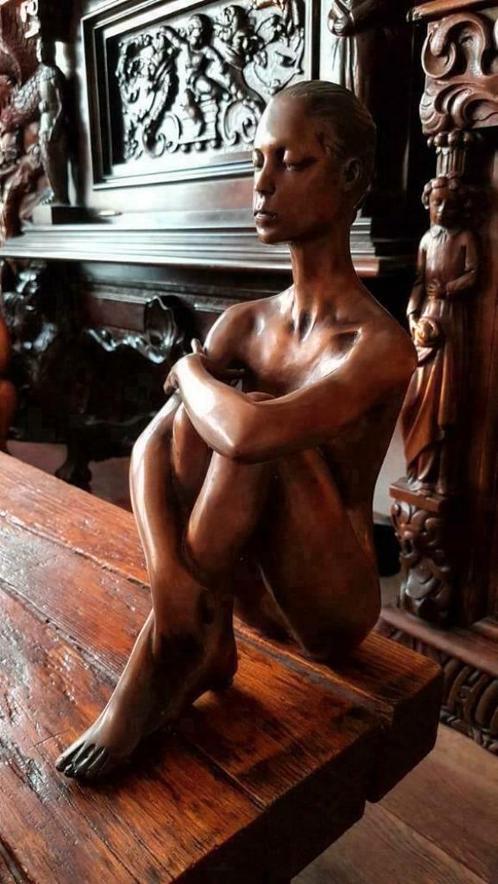 Bronzen beeld naakt yoga vrouw- Naakte vrouw sculptuur brons, Antiek en Kunst, Antiek | Koper en Brons, Brons, Ophalen of Verzenden