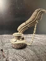 Zilveren Miniatuur Inktpot met Veer, Verzenden, Zilver