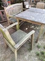 Teak hardhouten tuinset met bank, Ophalen, Gebruikt, Teakhout