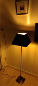 Sfeervolle lamp,energie zuinig, bruine leren kap,vervangba,, Ophalen, Zo goed als nieuw, Metaal, 100 tot 150 cm