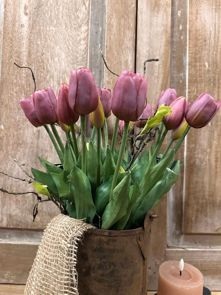 Kunst tulpen Countryfield 40cm, Huis en Inrichting, Woonaccessoires | Kunstplanten en Kunstbloemen, Nieuw, Binnen, Ophalen of Verzenden