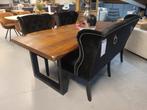ACTIE Landelijke Eetkamerbank 150 cm + 2 Stoelen Daisy Zwart, Huis en Inrichting, Stoelen, Zwart, Nieuw, Ophalen of Verzenden
