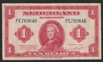 1 gld 1943 FE 763646 (wilhelmina) aardig mooi exemplaar beschikbaar voor biedingen