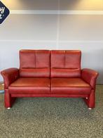 Bank 2,5 zits rood leer met klaparmen. Zgan, Ophalen, 150 tot 200 cm, Tweepersoons, Zo goed als nieuw