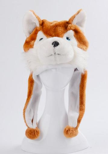 Bruine Wolf Husky Muts Flappen Oranje Hood Dierenmuts beschikbaar voor biedingen
