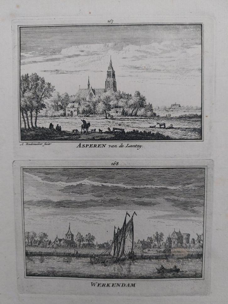 167-168 / Werkendam en Asperen Gravure A. Rademaker, Antiek en Kunst, Kunst | Etsen en Gravures, Ophalen of Verzenden