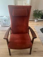 Vintage stoel rood-oranje, Huis en Inrichting, Fauteuils, Ophalen, Zo goed als nieuw