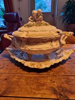 Antieke Italiaanse Soepterrine met Deksel en Onderbord, Ophalen of Verzenden