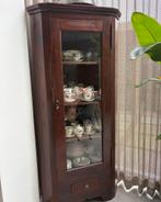 Mooie donker eiken hoekkast met facet geslepen glas, Antiek en Kunst, Antiek | Meubels | Kasten, Ophalen