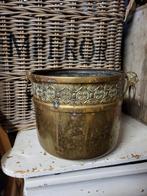 Antieke Koperen Plantenbak met Leeuwenkoppen, Antiek en Kunst, Ophalen of Verzenden, Koper