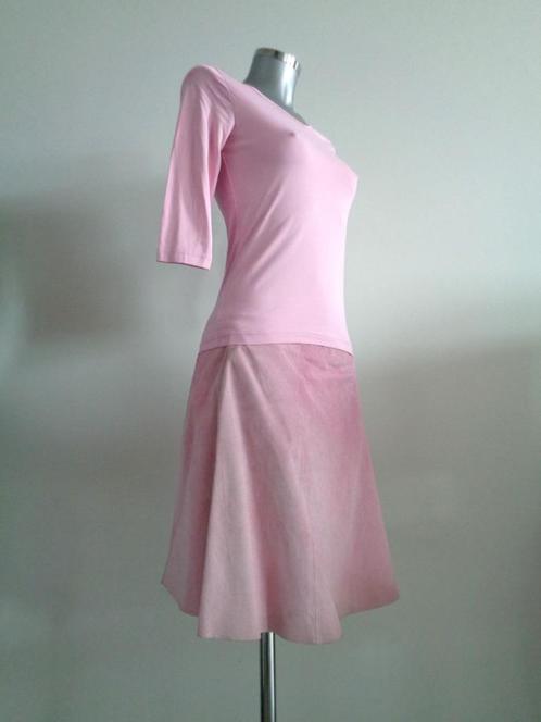 Benetton 100% leren, suède roze rok, IT42-NL medium, Kleding | Dames, Rokken, Zo goed als nieuw, Roze, Verzenden