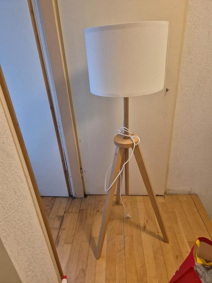 Driepoot Lamp - In Hoogte Verstelbaar, Huis en Inrichting, Lampen | Vloerlampen, Gebruikt, 100 tot 150 cm, Hout, Ophalen