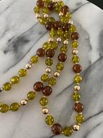 Lange glaskralen ketting 80 cm vintage, Ophalen of Verzenden, Zo goed als nieuw, Bruin, Overige materialen