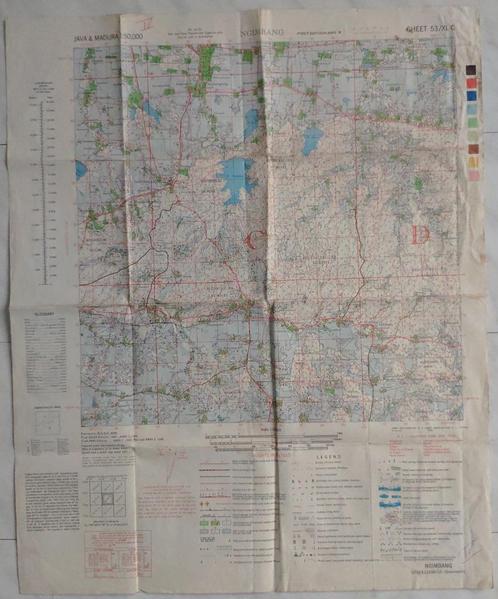 Leger landkaart WO2 SHEET 53/XL-C Ngimbang NI, Verzamelen, Militaria | Tweede Wereldoorlog, Marine, Foto of Poster, Azië, Ophalen