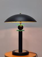 Vintage zwarte lamp metaal bureaulamp goud tafellamp, Gebruikt, ., Mid century modern space age art deco jaren 30 Mushroom, Ophalen of Verzenden