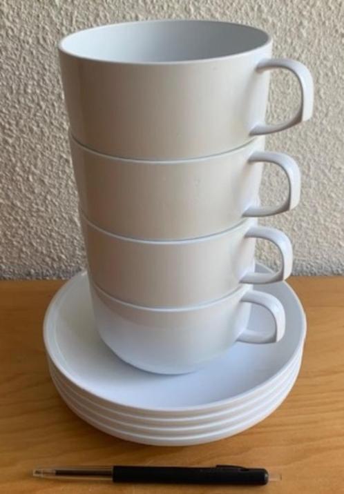 Mepal: 4x soepkom en schotel in wit (retro/vintage), Caravans en Kamperen, Kampeeraccessoires, Zo goed als nieuw, Ophalen of Verzenden