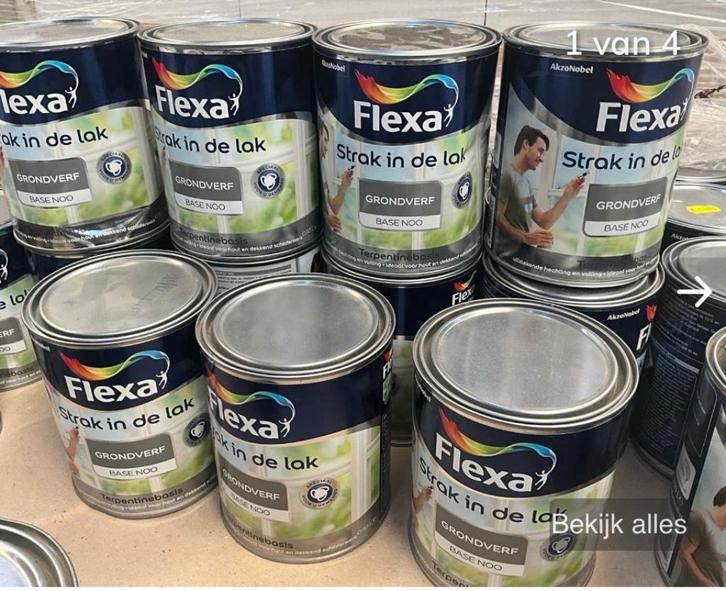 6 blik Grondverf, partij, 12 blik Flexa, Doe-het-zelf en Verbouw, Verf, Beits en Lak, Nieuw, Wit, Ophalen of Verzenden