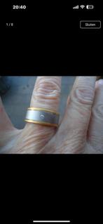 Nieuwe ring RVS met 18 krt goud en briljant, Sieraden, Tassen en Uiterlijk, Ringen, Nieuw, Ophalen of Verzenden, 17 tot 18, Dame