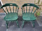 2 stoelen vintage groen, Twee, Gebruikt, Vintage, Hout