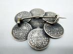 Zilveren stuivertjes broche, Willem 3, Postzegels en Munten, Munten | Nederland, Koning Willem III, Zilver, 5 cent, Verzenden