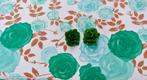 Oorbellen groene roosjes clips brocant oma's vintage, Ophalen of Verzenden, Gebruikt, Groen, Overige materialen