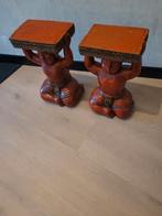 Bijzettafels (2) zwaar hard hout, Ophalen of Verzenden, Gebruikt