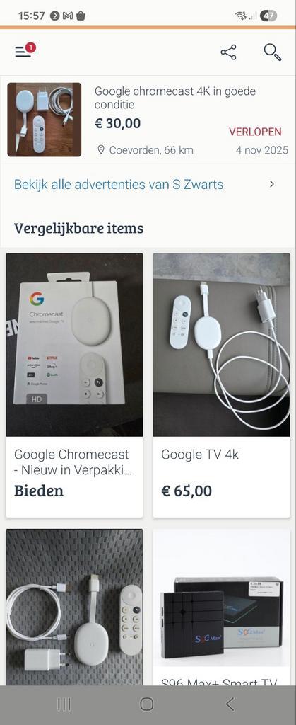 Let op:Chromecast oplichting! Waarschuwing, Audio, Tv en Foto, Mediaspelers, Zo goed als nieuw, Ophalen