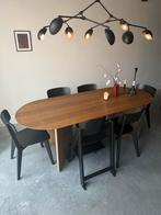 Houten eettafel met 5 stoelen, Huis en Inrichting, Tafels | Eettafels, Ophalen, Gebruikt, 200 cm of meer, 50 tot 100 cm