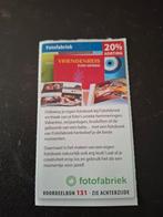 Fotofabriek 20% korting, Tickets en Kaartjes, Eén persoon, Kortingsbon, Overige typen