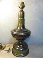 Oude lampenvoet met groen leder, Gebruikt, Ophalen of Verzenden, Metaal